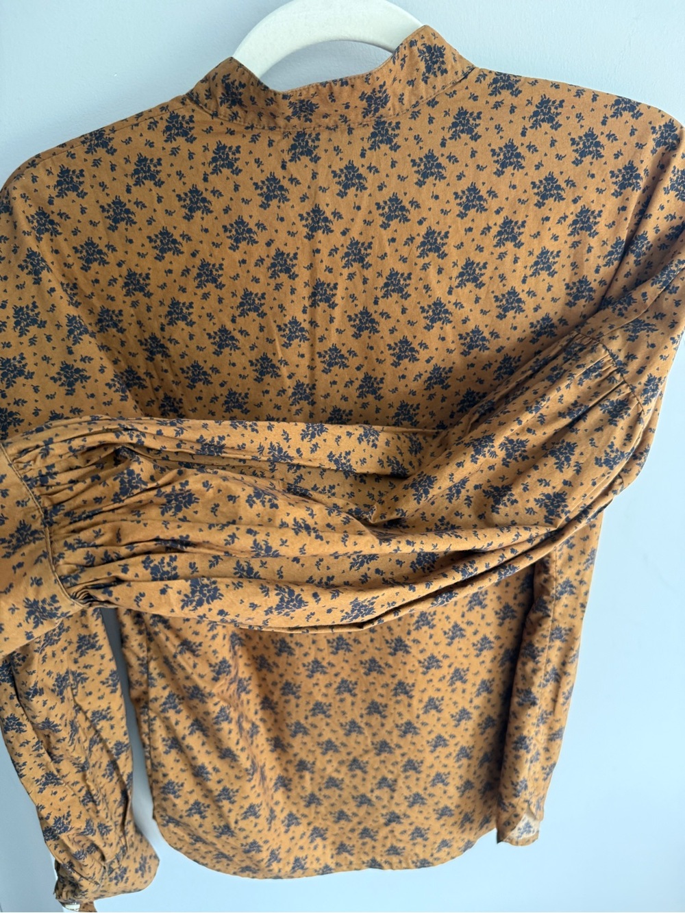 No. 6 Store Spencer Cotton Poplin Shirt Brown Navy Floral Cottagecore USA Made S - Picture 7 of 11